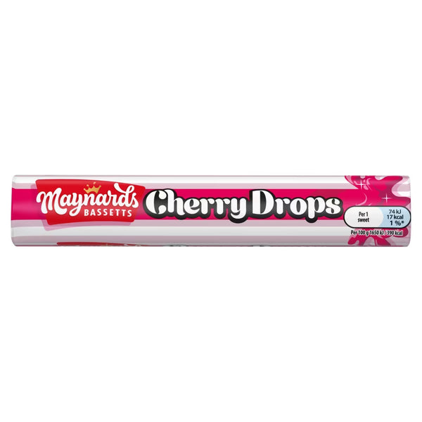 Maynards Bassetts Cherry Drops Sweets Roll 45g (4 pack)