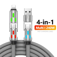 Fast Charging 4 in 1 Charger with USB-A, USB-C, Lightning, and USB-C (3.5ft)