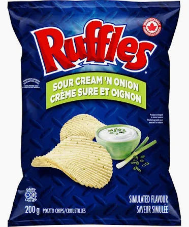Ruffles Sour Cream & Onion Potato Chips (8 pack-40g)